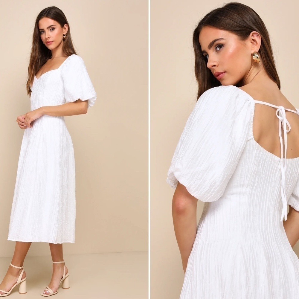 LULU's Casual Summer Bridal Brunch Beach Summer Honeymoon Resort Midi Dress